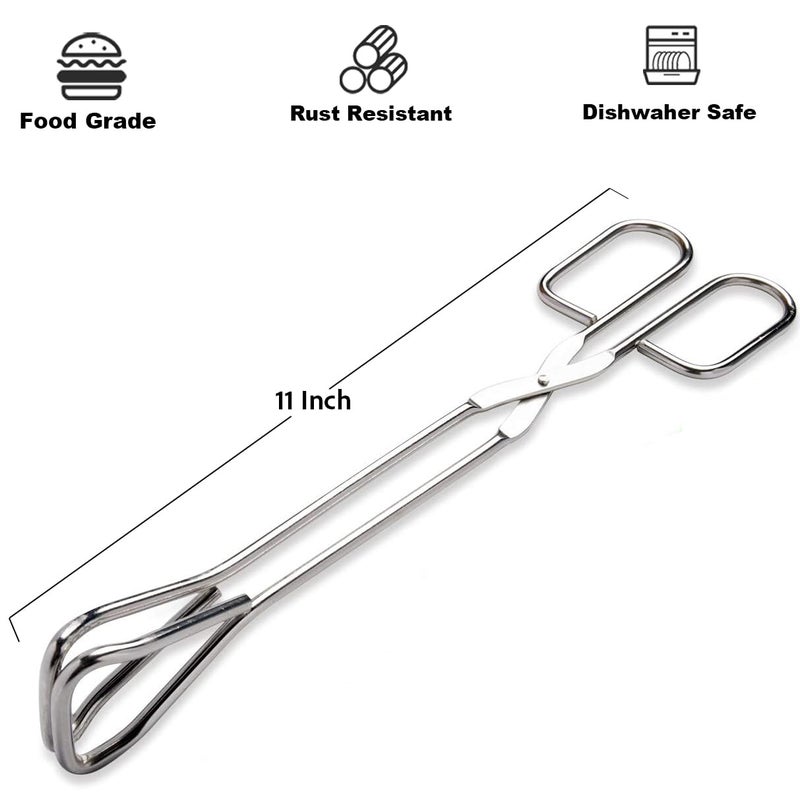 Hiash 11" Heavy Duty Stainless Steel Kitchen Scissor Tongs with Comfortable Ergonomic Grip, Heat Resistant Tongs for Cooking & BBQ, Set of 2 - Image 2